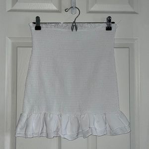 White Bodycon Skirt with Ruffle Hem